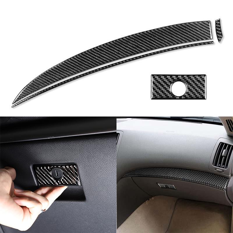 For 2007-2013 Infiniti G25 G35 G37 Soft Carbon Fiber Central Control Gear Shift Air Outlet Frame Panel Sticker Car Accessories