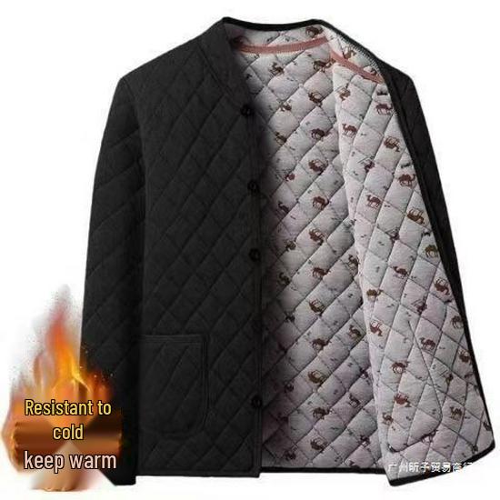 Men's Thickened Fleece-Lined Winter Jacket for Middle-Aged & Elderly: Warm Cotton Padded Coat