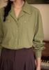 French retro Tencel Cuban collar loose long-sleeved shirt women's spring new products