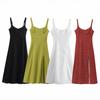 European American Women's Clothing Fashionable Linen Slim Midi Strap Long Dress