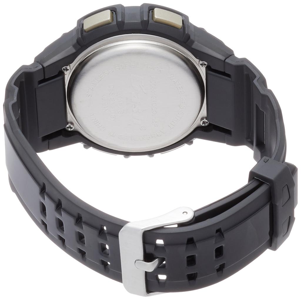 Arias AD06519RCSOL4 Men's Radio-Controlled Solar Digital Watch with Dash Function, Waterproof, Multi-Function, Backlight, Urethane Strap, Black