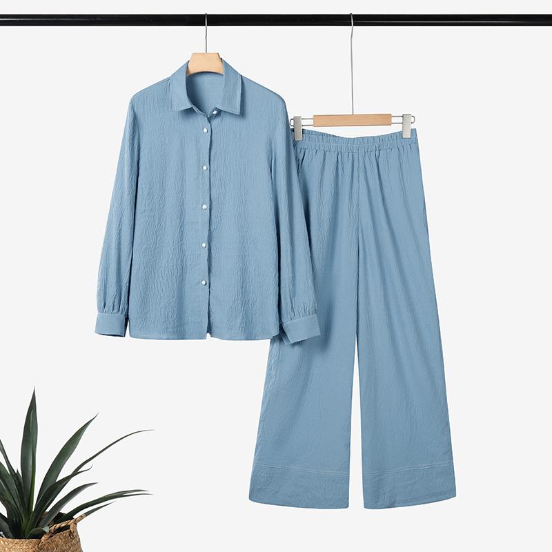 ZANZEA Women Long Sleeve Blouse and Pants Casual Two Piece Suit Sets