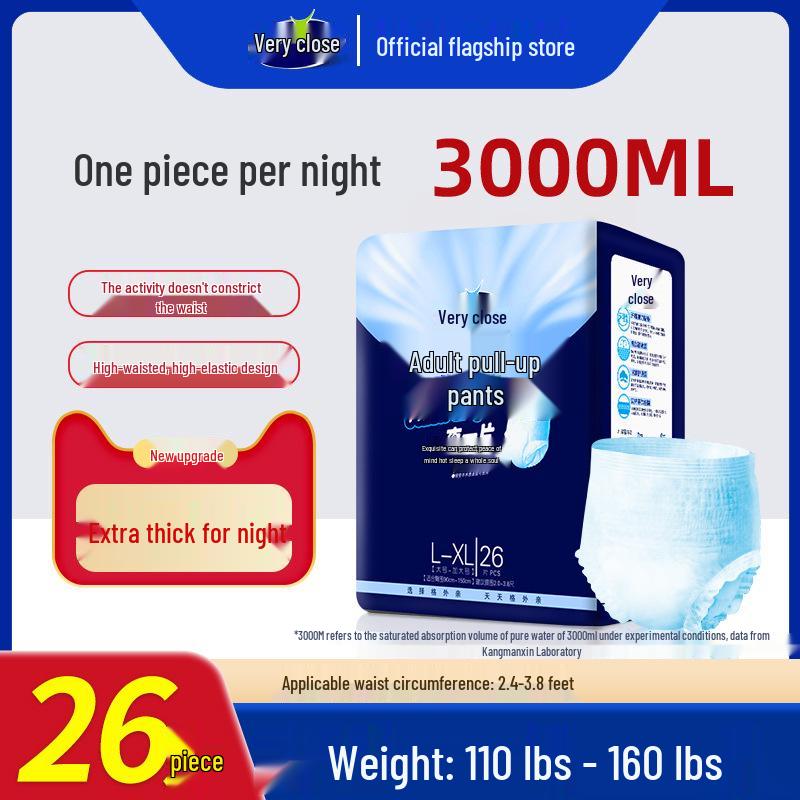 Ultra-absorbierende, auslaufsichere Erwachsenen-Schlupfwindeln für die Nacht, ideal für ältere Menschen.