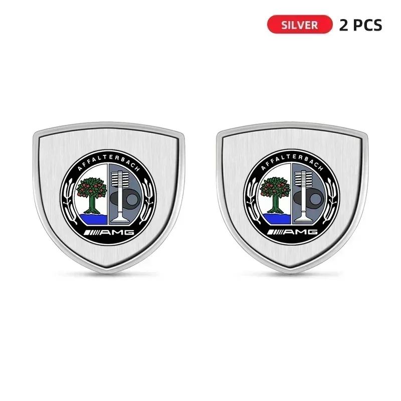 AZP2  1/2pcs 3D Metal Car Body Fender Emblem Shield Stickers Decor Auto Accessories for Mercedes Benz W211 W204 W210 W203 CLA GLA