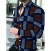 Men's Dress Shirt, Khaki Brown Checkered, Business Casual Long Sleeve Collar