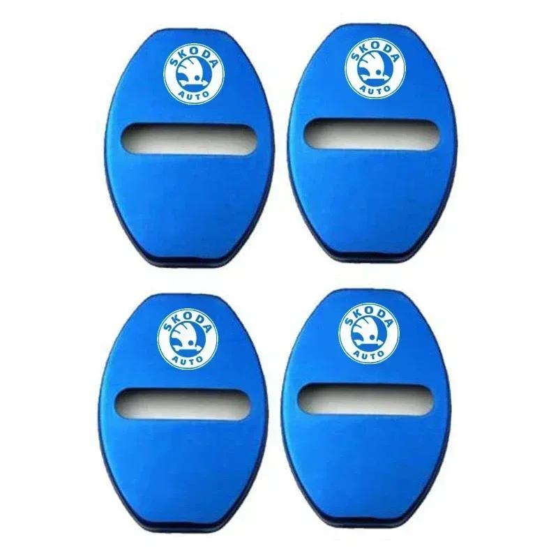 Car Sticker 2026 Hot Car Door Lock Cover for SKODA Emblem Octavia Superb Kodiaq Fabia Rapid Spaceback Karoq Yeti Kamiq Metal Sti