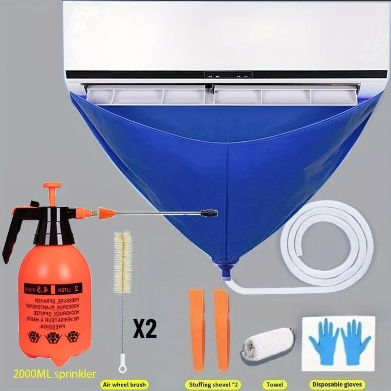 

8pcs 120cm/47.24in Thickened AC Cleaning Water Bag Kits Wall Mount AC Cover Drain Pipe 2 Cleaning Brushe 2L Spray Cleaning Sets