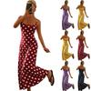 Women's Elegant Polka Dot Print Slim Fit Maxi Dress with Spaghetti Straps Sleeveless Summer Spring Outfit