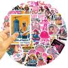 50 Pieces of Pink Decorative Stickers for Girls' Safety Helmets, Used for Decorating Mobile Phone Cases, Luggage Boxes and Waterproof Wall Paintings.