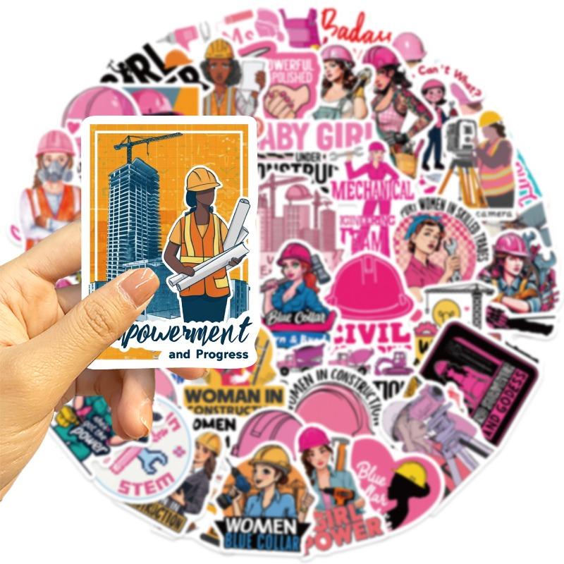 50 Pieces of Pink Decorative Stickers for Girls' Safety Helmets, Used for Decorating Mobile Phone Cases, Luggage Boxes and Waterproof Wall Paintings.