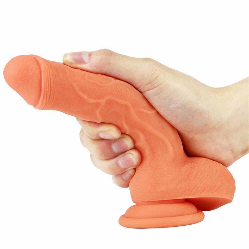 Female Silicone Dildo Double Layer Soft Masturbator Foreskin Sucker Dildo