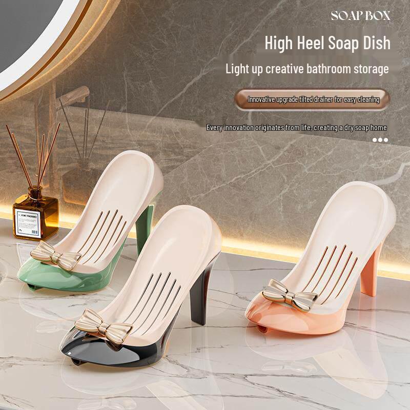 High Heel Soap Dish: Countertop Bathroom Storage & Draining Rack Black High Heel Soap Dish - 1 piece