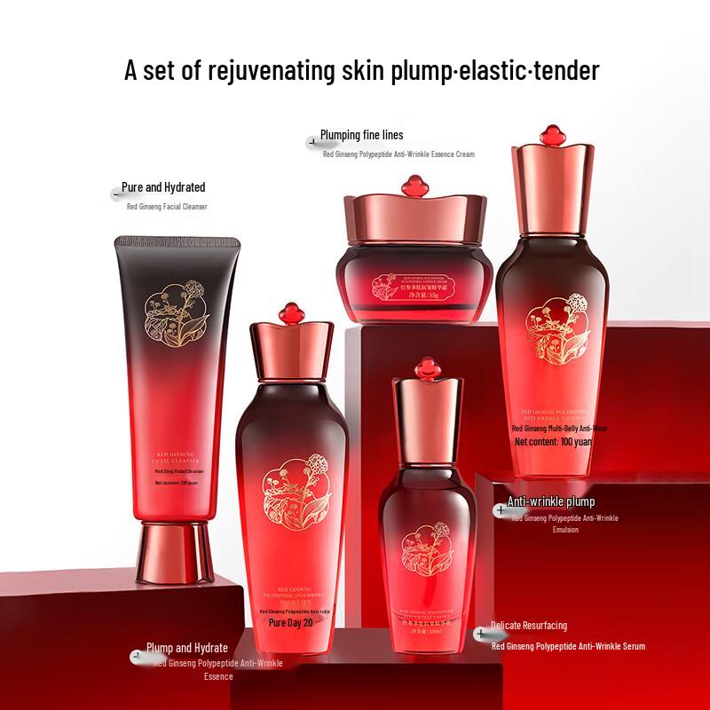 Zhongcaoji Red Ginseng Polypeptide Anti-Wrinkle Skincare Set