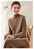 Women's Cashmere Half High Neck Sweater – Thick, Solid Color, Loose Fit for Autumn/Winter.