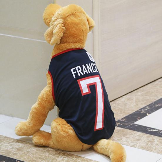 Gilet estivo in rete per animali domestici Stampa a lettere Cuciture in tessuto Maglia Coppa del Mondo Abbigliamento per cani
