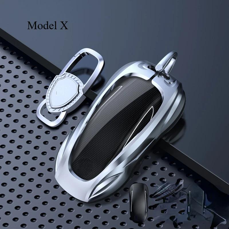 For Tesla Model 3 Y S Model X Zinc Alloy Black Car Key Protection Shell Cartoon Smart Remote Key Cover Car Accessories