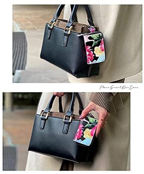 Gisele Key Smart Key Floral Compact Case, Compatible, Carabiner, Print, Design, Women's (Flower Pink)