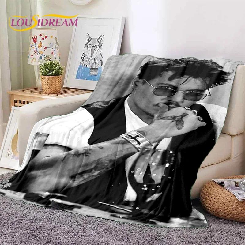 3D Printing Johnny Depp Star HD Soft Blankets,Keep Warm Throw Blanket Comfortable Blanket for Picnic Beds Sofa Home Bedroom Gift