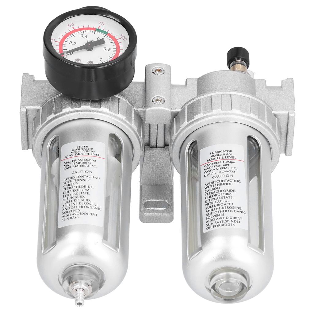 Air Filter Pressure Regulator Aluminum Alloy Water Oil Trap Separator Gauge Kit for Mechanical Engineering