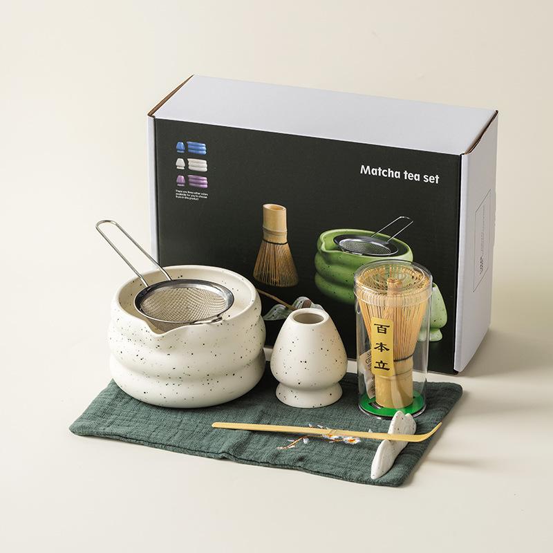 

Набір чаю Маття з 7 предметів Преміум Набір для початківців Японська церемонія чаювання Керамічна піала Вінчик Подарункова коробка Інструмент для приготування чаю вдома