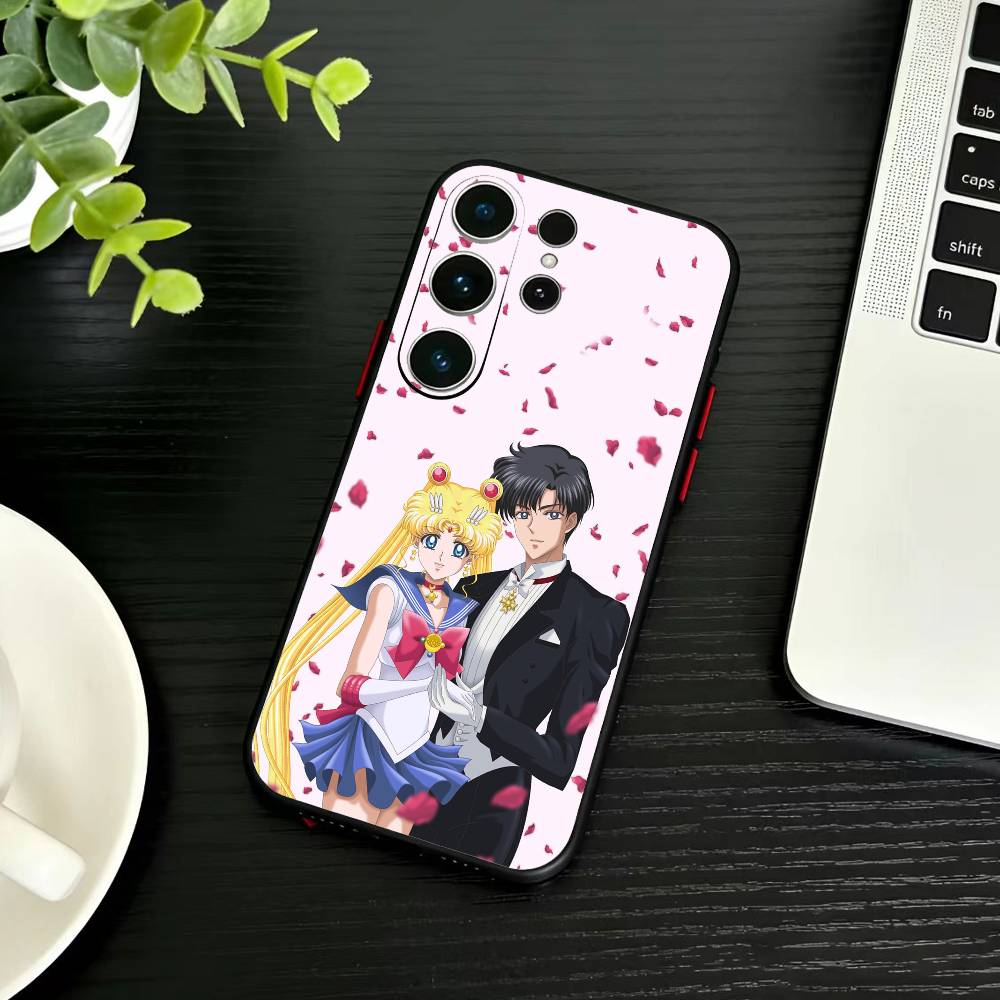 Cartoon G-Sailor M-Moons Phone Case For Samsung S26,S25,S24,S23,S22,S21,S20,S30,Ultra,Plus,Fe,Note,5G Black Cover