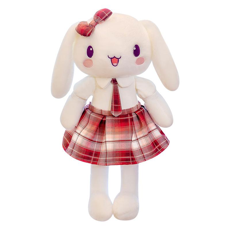 Cute Little White Rabbit Doll JK Skirt Rabbit Plush Toy Rag Doll Girl Sleeping Pillow Birthday Gift