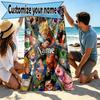 Custom Name Personalized Dragon Ball Print Beach Towel, for Trip Camping Beach Party Home Decor, Birthday Gift for Family & Friends