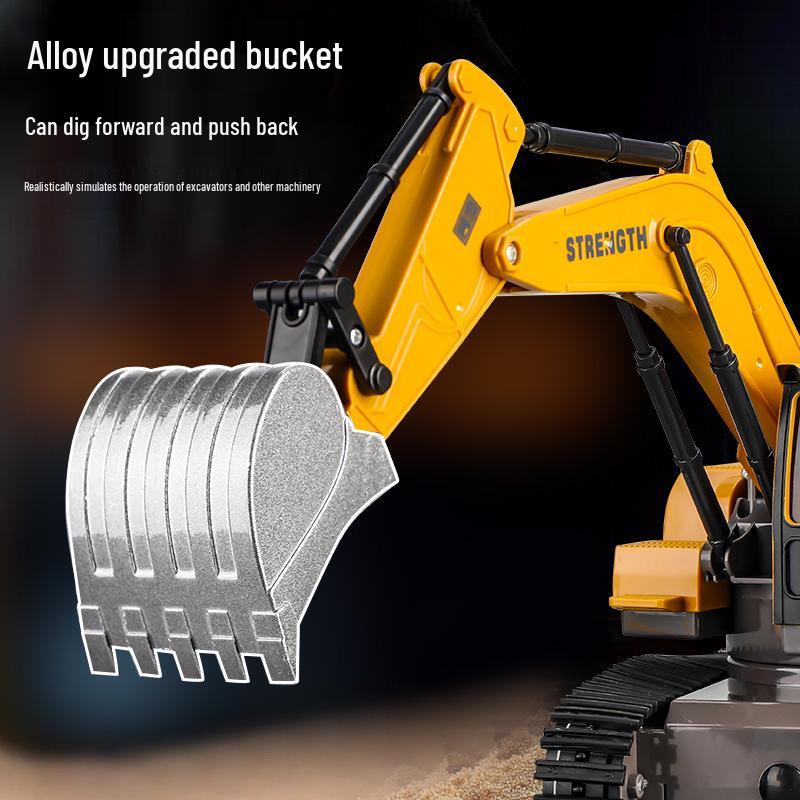 2.4G Alloy Excavator RC Bulldozer with Lights & Spray, 1:20 Scale Kids' Toy