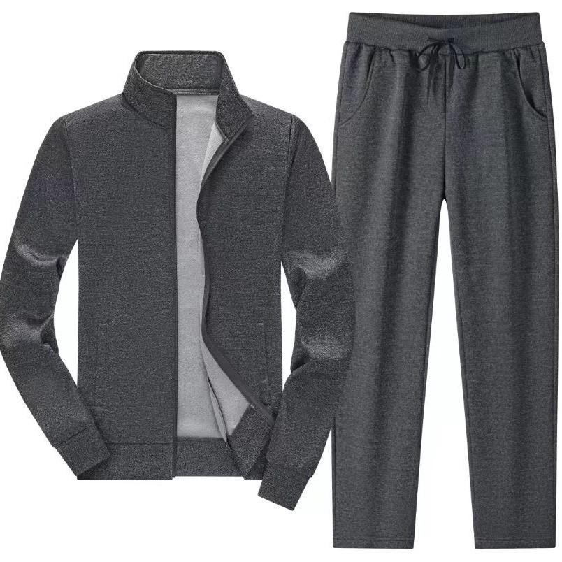Herren Sportjacke und Hosen Set in Uni - Herbst/Winter Freizeitkleidung.