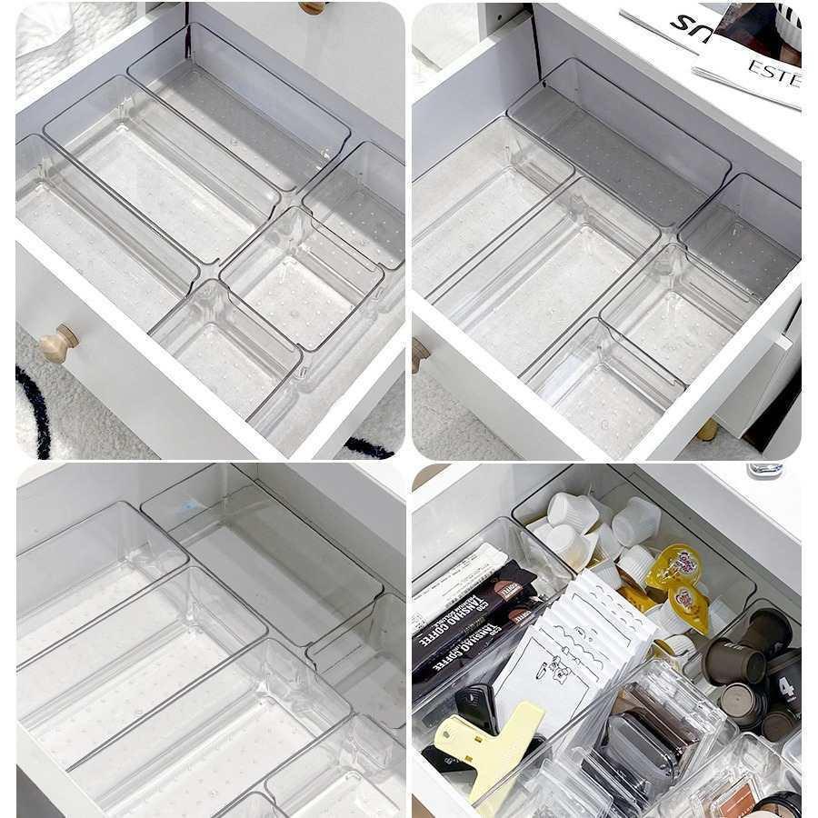 Clear Plastic Desktop Organizer Box for Makeup and Small Items