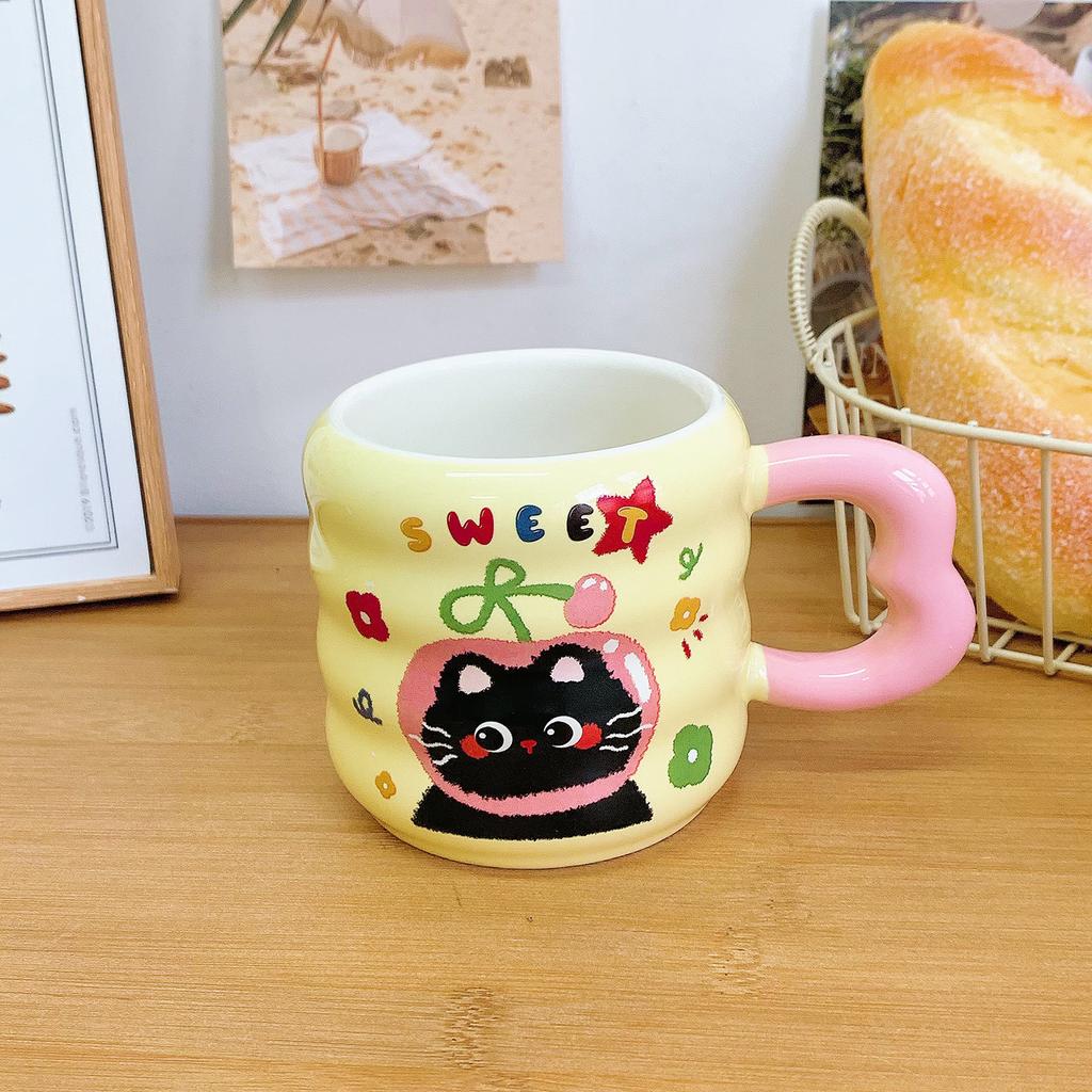 Cute Cat Mug with Lid Spoon with High Value Ceramic Drinking Cup for Home Use for Girls Birthday Gifts