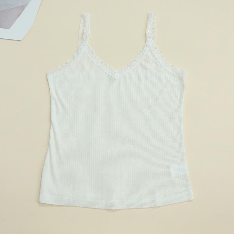 

Женская кружевная шелковая трикотажная майка - Дышащая, универсальная майка на весну/лето Medium белый