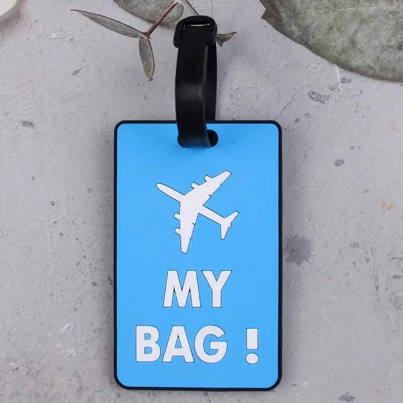 Soft PVC Cute Luggage Tag Letter Printed Travel Tag Men Women Suitcase Name Tag Bag Tags Airplane Labels Travel Accessories