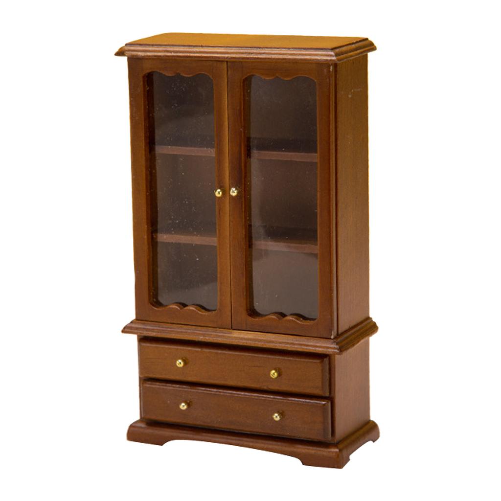 Realistic Wood Shelf Realistic Pretend Play Display Cabinet Model Toy Vintage Display Shelf 1:12 Doll House