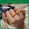 Brass Elegant Gold Plated Bowknot Ring Adjustable Twisted Style For Women