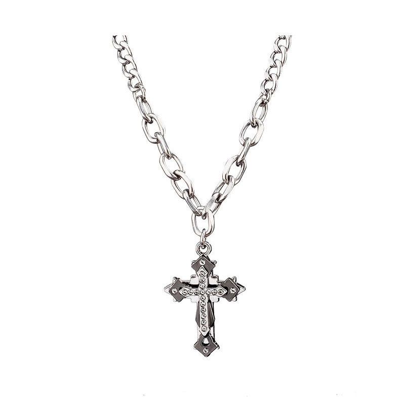 Cross necklace men's and women's design sense niche titanium steel chain dark style hip hop accessories