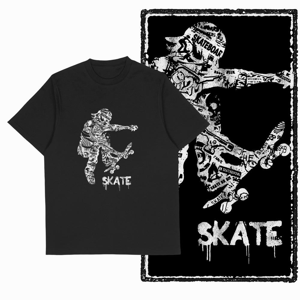 Coolmind YD Skateboard Cotton Exclusive Graphic Men T Shirt for Men Cotton Big Size Skate Cool BLACK Men's Novelty Tee Shirt