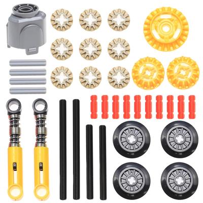 Domoni 37 Pieces Technical Parts for Lego Kits Gear Differential Shock Absorber Train Wheel Axle Moc Building Set DIY 6.5L