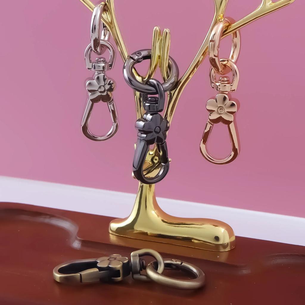 2pcs Metal Folwer Keychain Key Clips Key Ring Key Chain Rings Keyring for Home Car Key Organizer