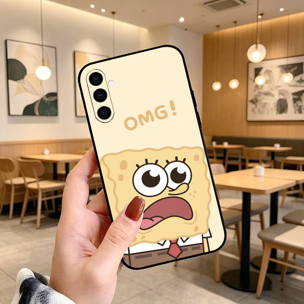 Animation S-Sponge Funny Z-Bob Phone Case Black Silicone Soft For Samsung Galaxy A73,A72,A71,A70,A53,A52,A51