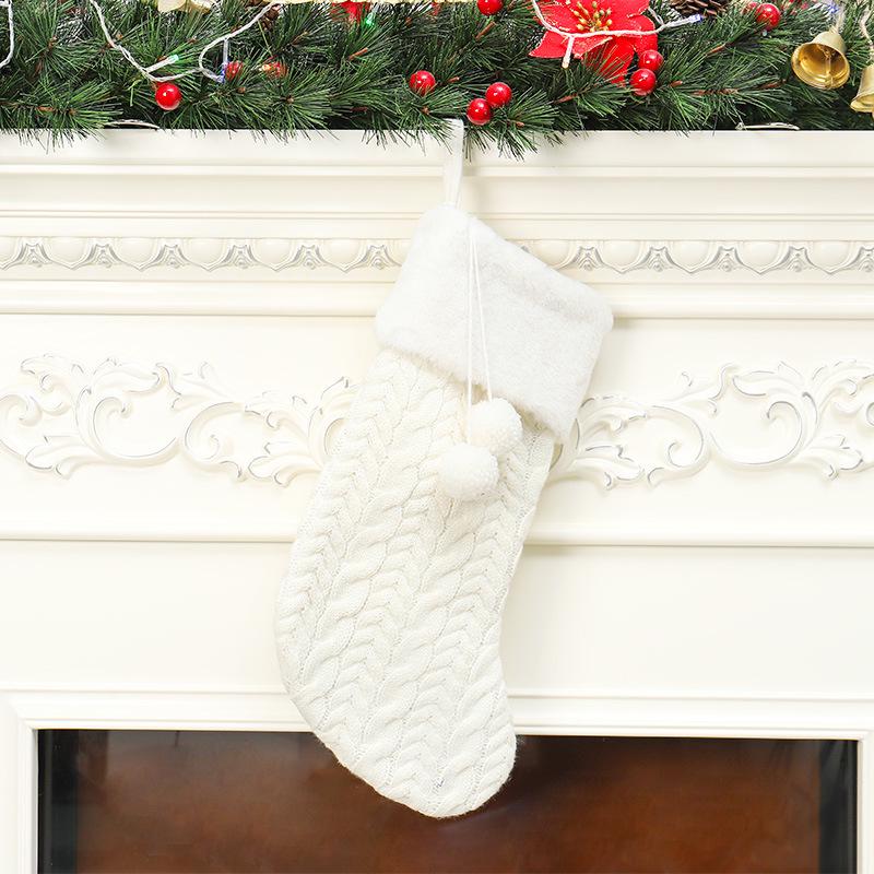 

Christmas decorations knitted wool thick white wool socks hotel home Christmas socks белый