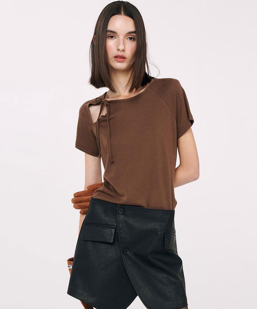TWENTY FOUR T Two-Way Ribbon T-Shirt Brown