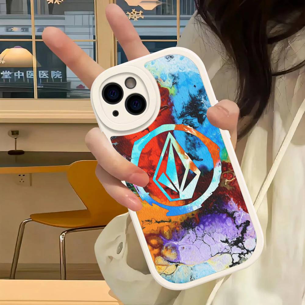 V-Volcom LOGO Mode Für IPhone 16 15 14 13 12 11 Pro Max Plus Leder Handyhülle