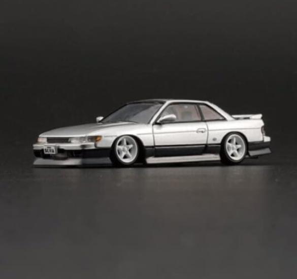 BM CREATIONS 1/64 Nissan Silvia S13 Silver LHD Silvia with Replacement Parts