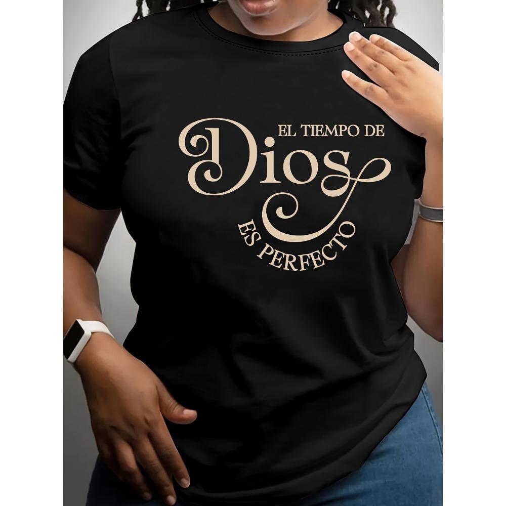 

Women s Casual Short Sleeve Crew Neck T-Shirt Green Letter Print Top Regular Fit for Spring & Summer Graphic Text Tee M