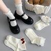 Milky White Bow Lace Socks Women Cute Lolita Japanese Jk Lace Socks Lolita Sweat-Absorbent Mid-Tube Socks