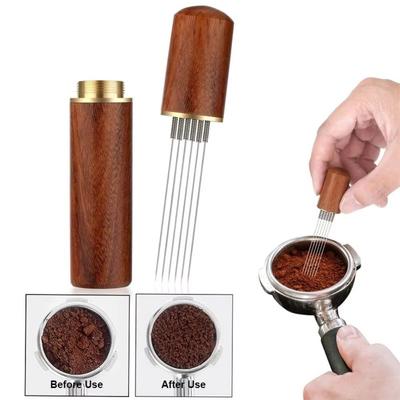 Stainless Steel Coffee Powder Tamper Mini Wood Handle Espresso Coffee Stirrer Espresso Distributor Cafe Stirring Tool