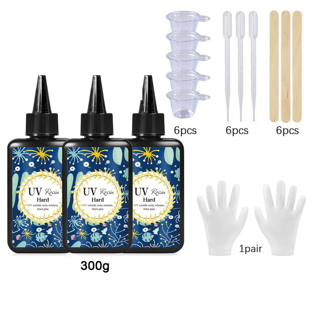 UV Resin Clear, Hard, Upgraded Crystal Clear Epoxy Resin Up Premixed UV Cure Resin For Craft Jewelry Making Resin Craft Casting