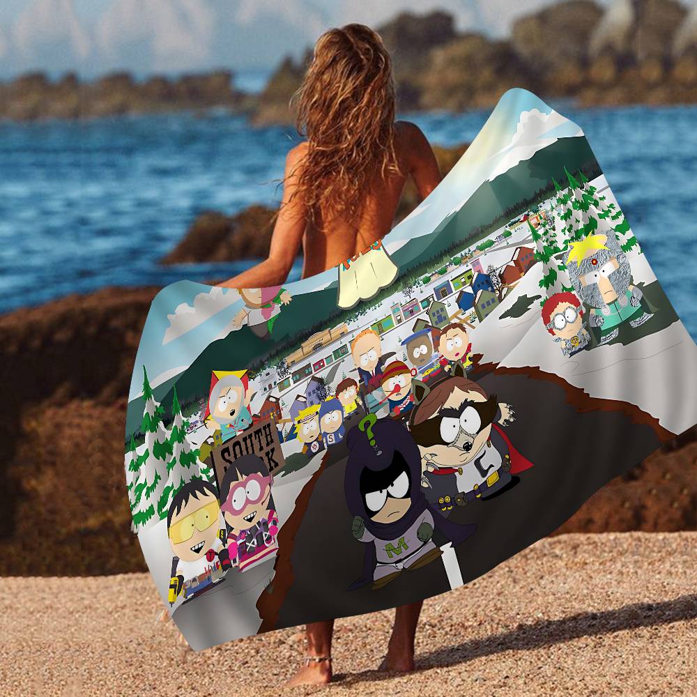Classic animation S-South Cartoon Park Microfiber Blanket Quick Drying Beach Towels Oversized Printing Super Absorbent Pool