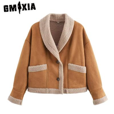 Women's Vintage Casual Solid Color Print Autumn Winter Long Sleeve POLO Neck Jackets & Coats